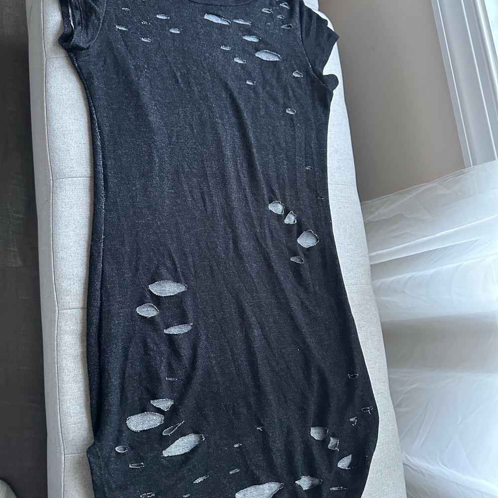 Distressed Black Sleeveless Dress
